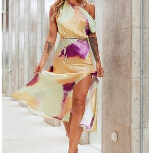 Rue Midi Dress Yellow Multi